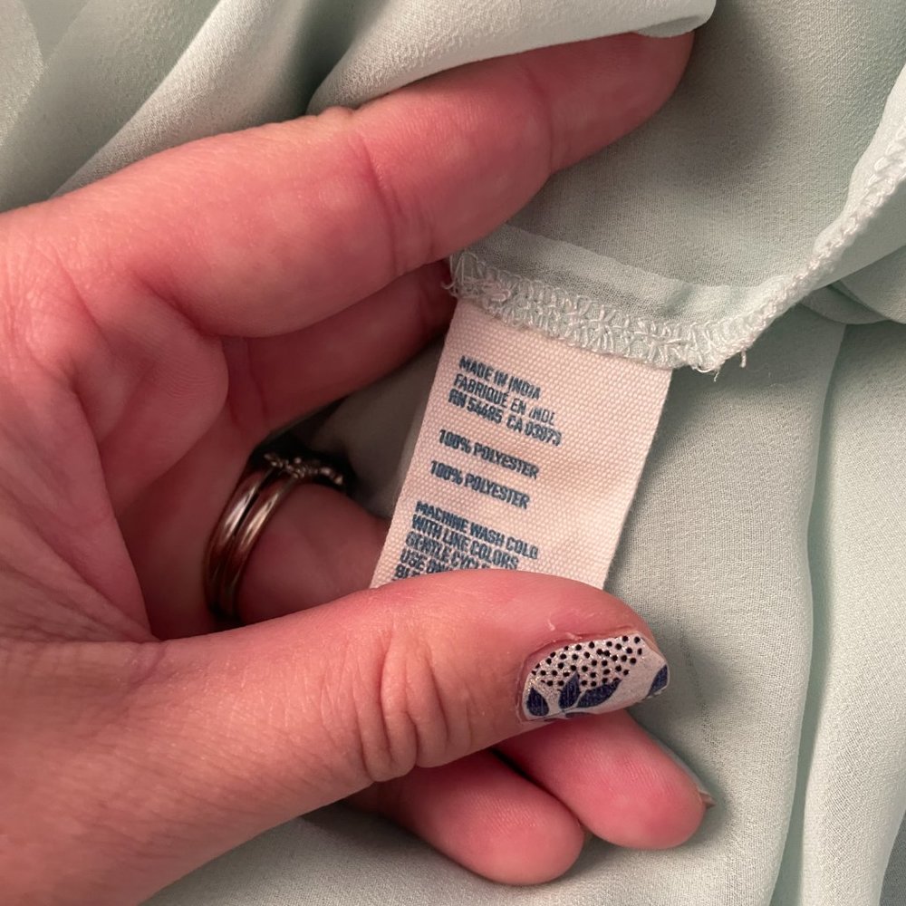 American Eagle Small Sheer Teal Tie Front Tank Top - Picture 5 of 5